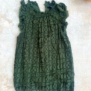 Anthropologie Green high neck crochet top